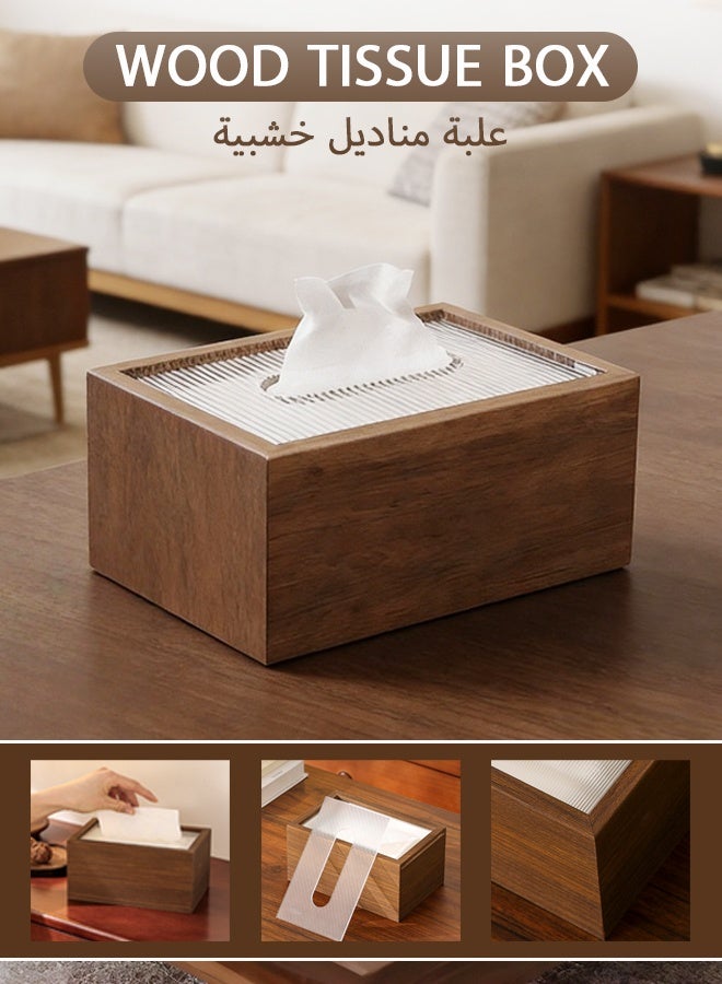 LOKIPA Tissue Box Cover, Rectangular Multifunctional Tissue Box Holder, Wood Decorative Facial Tissue Box Organizer for Living Room Bedroom Home Night Stand Office Table - Image 1